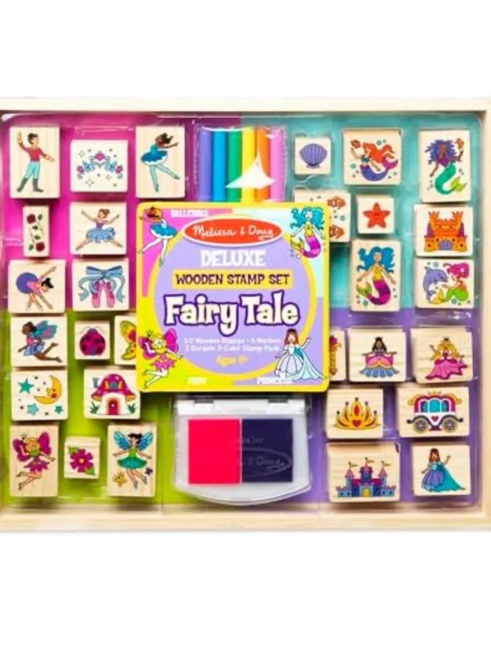 Melissa & Doug Deluxe Fairy Tale Wooden Stamp Set - Multicolor